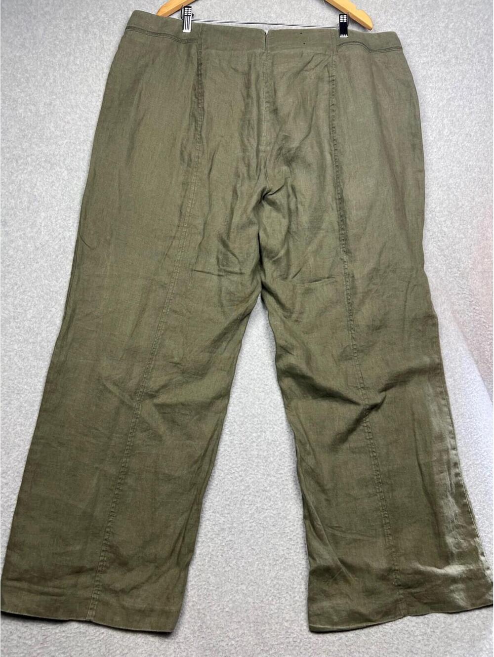 I.N.C Coastal Linen Wide Leg Pants Womens Plus 22W Green Summer Minimalist - Picture 2 of 9
